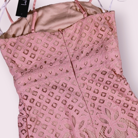 NWT Lulus XS Unlimited Love Dusty Pink Lace Trumpet Midi Dress Spaghetti Strap - Picture 5 of 11